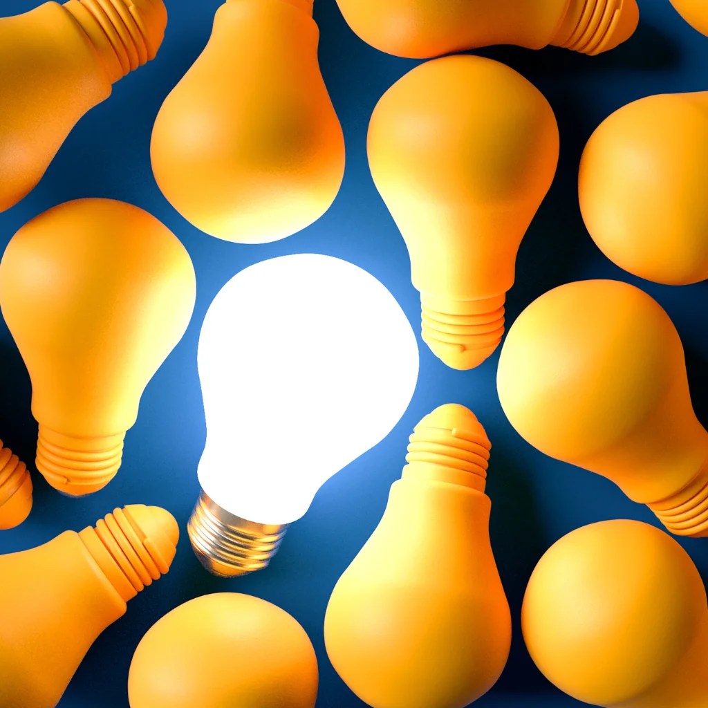 lampen bij elkaar met een brandende